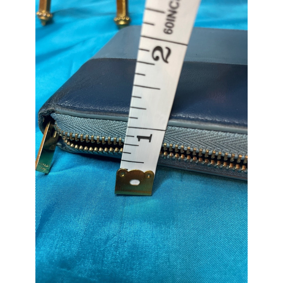 Celine Wallet Unisex Two Tone Blue Leather Zip Around Excellent Condition - Picture 15 of 15